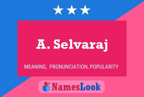 ملصق اسم A. Selvaraj