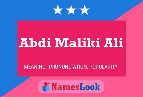 ملصق اسم Abdi Maliki Ali