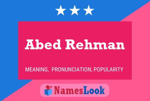 ملصق اسم Abed Rehman