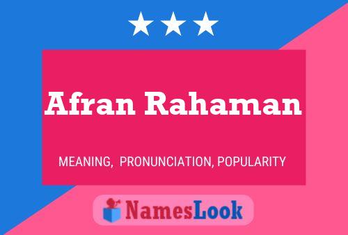 ملصق اسم Afran Rahaman