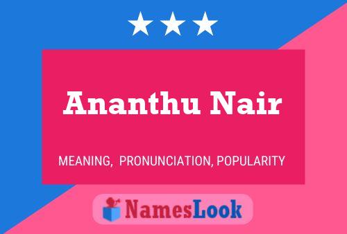 ملصق اسم Ananthu Nair