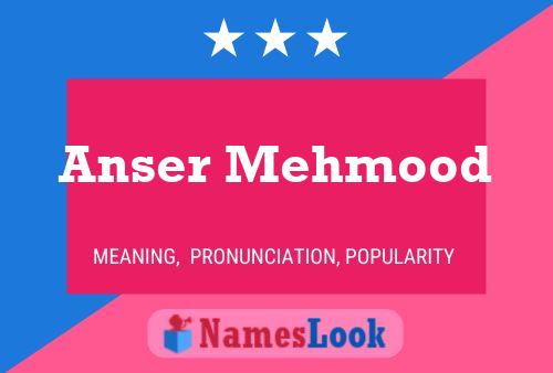 ملصق اسم Anser Mehmood