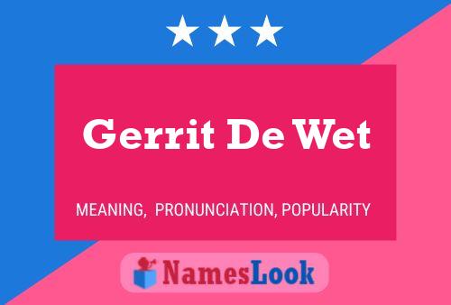 ملصق اسم Gerrit De Wet