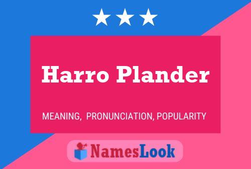 ملصق اسم Harro Plander