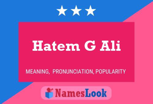 ملصق اسم Hatem G Ali