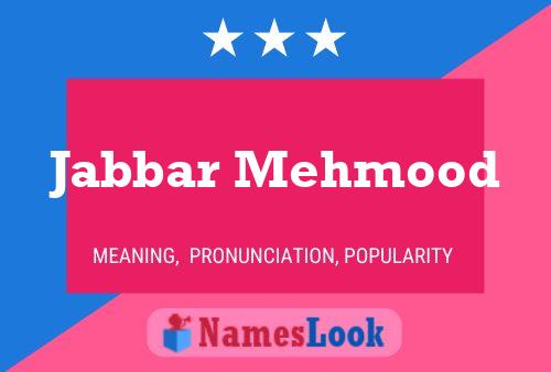 ملصق اسم Jabbar Mehmood