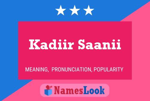 ملصق اسم Kadiir Saanii