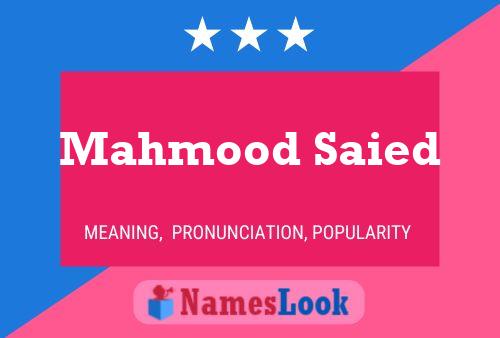 ملصق اسم Mahmood Saied