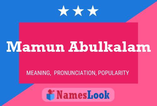 ملصق اسم Mamun Abulkalam