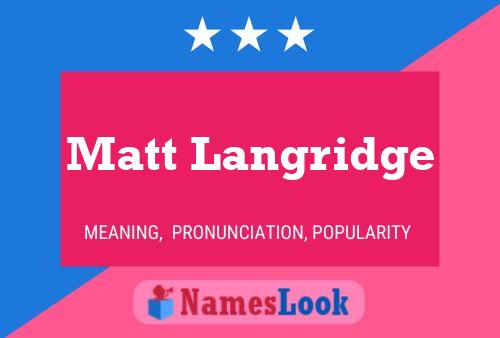 ملصق اسم Matt Langridge