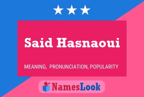 ملصق اسم Said Hasnaoui