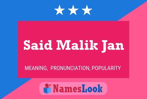 ملصق اسم Said Malik Jan