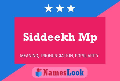 ملصق اسم Siddeekh Mp