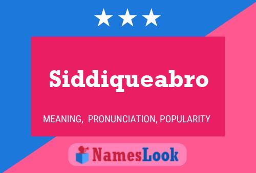 ملصق اسم Siddiqueabro