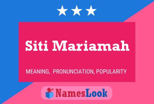 ملصق اسم Siti Mariamah