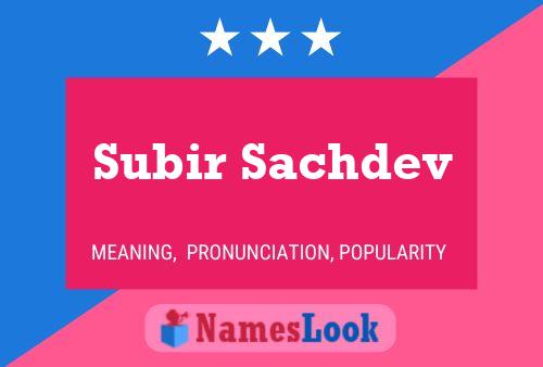 ملصق اسم Subir Sachdev