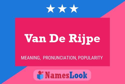 ملصق اسم Van De Rijpe